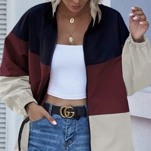 ROMWE drawstring hem zip up jacket.